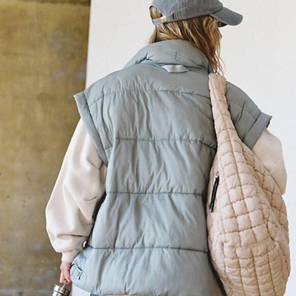 Free People Movement In a Bubble Puffer Vest XS Gray/Green Gorpcore Jacket NWT - Picture 3 of 12